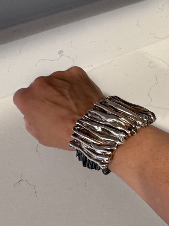 Jewelry - Chunky Silver and gray leather made in Israel Bracelet